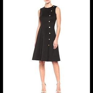 DKNY Sleeveless Dress with Button Detail